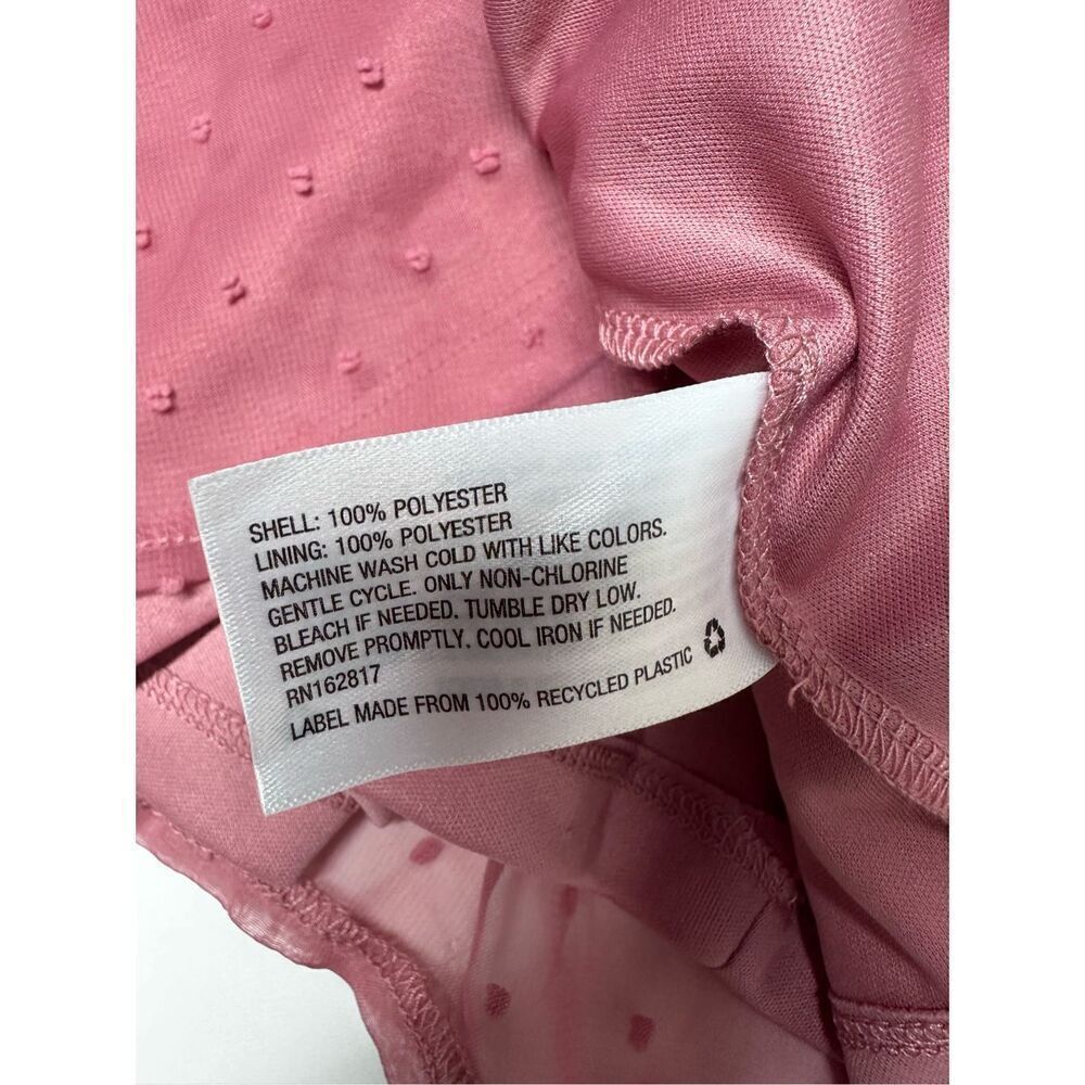 Nevena Rae Swiss Dot Ruffle Trimmed Mini Dress Dust Pink Size L Lined See Notes - Picture 15 of 16